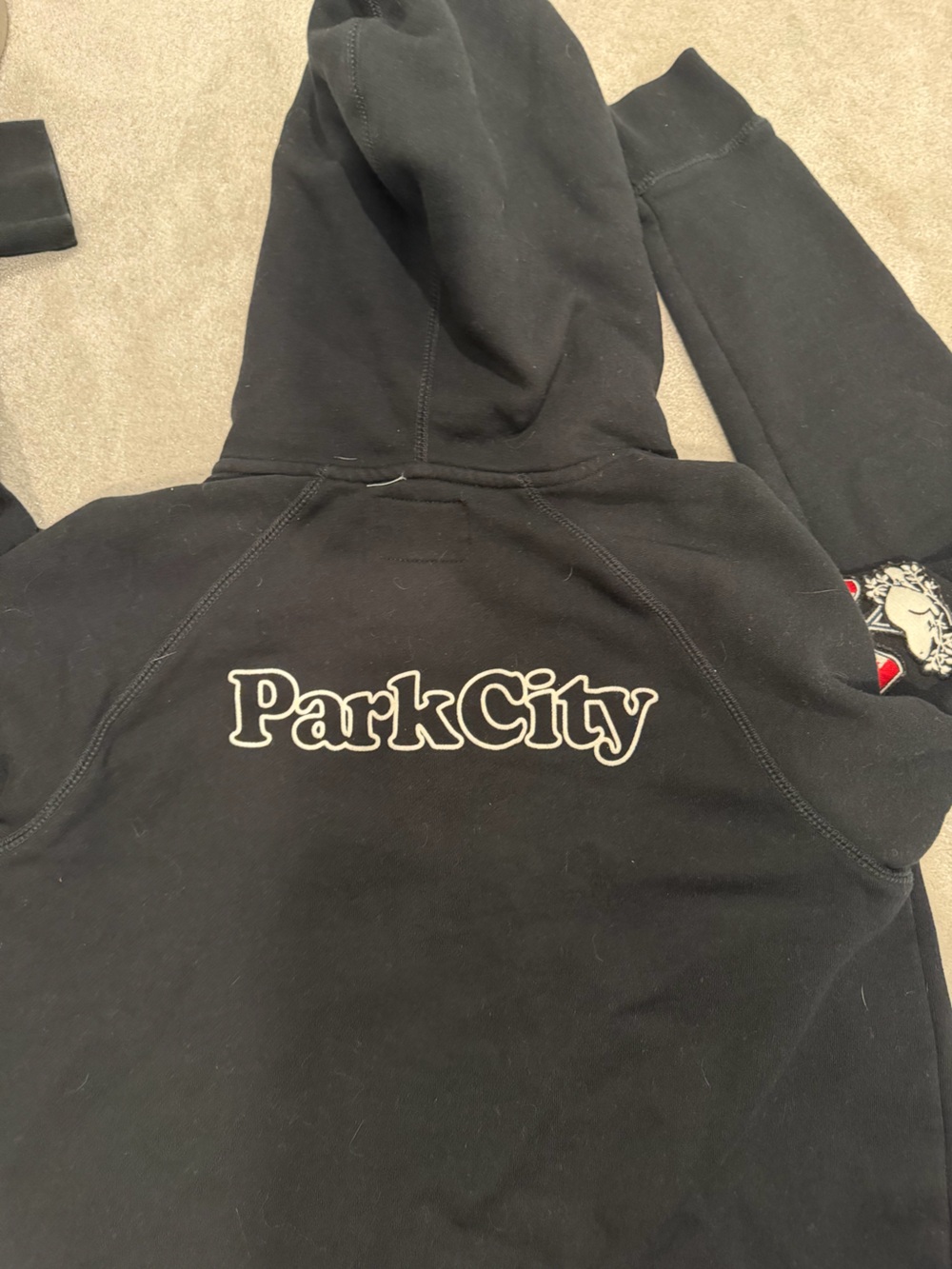 Roots Black Zip Hoodie with White Beaver Logo - Picture 5 of 5